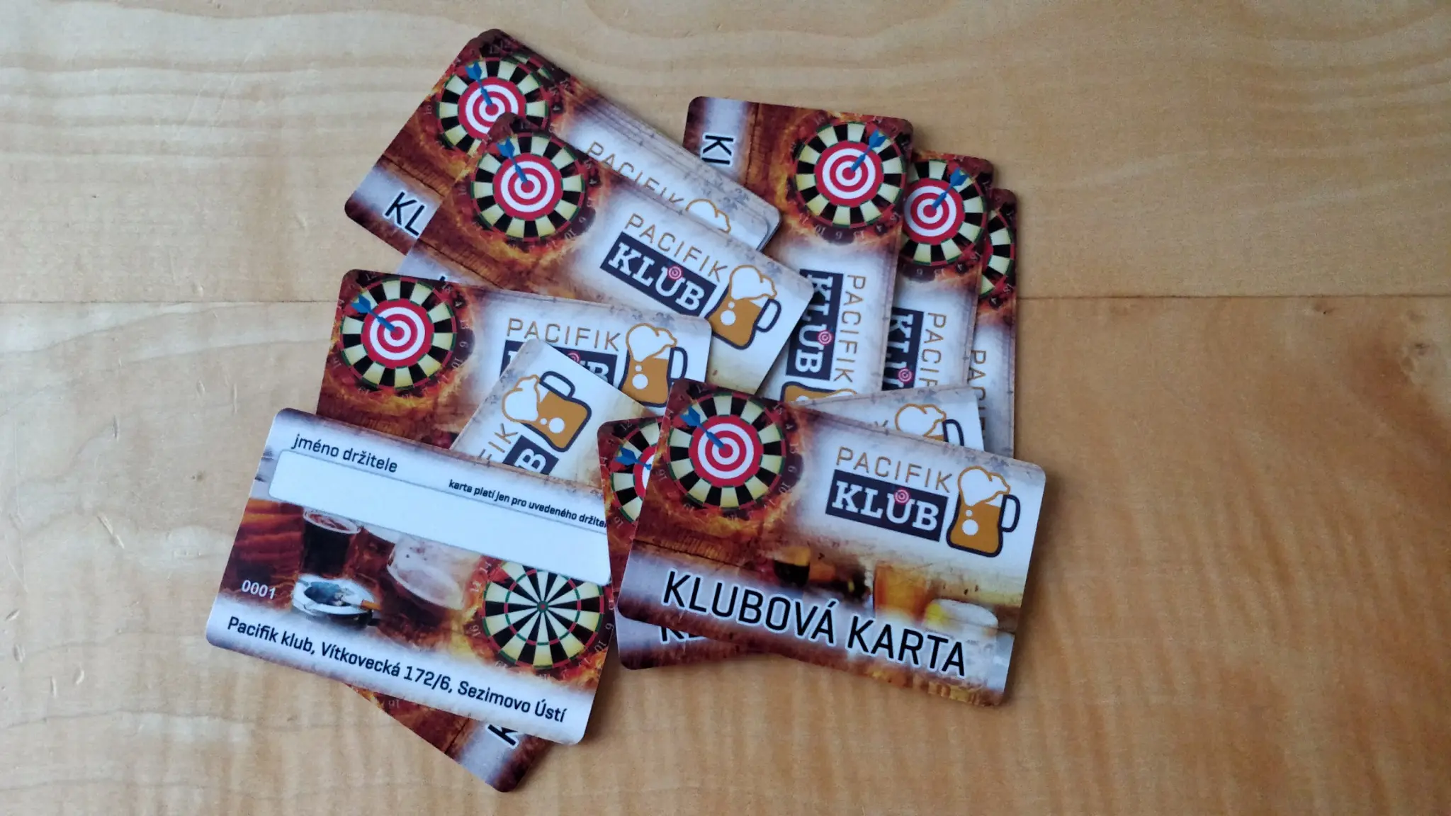 Tištěné plastové klubové karty Pacifik klub